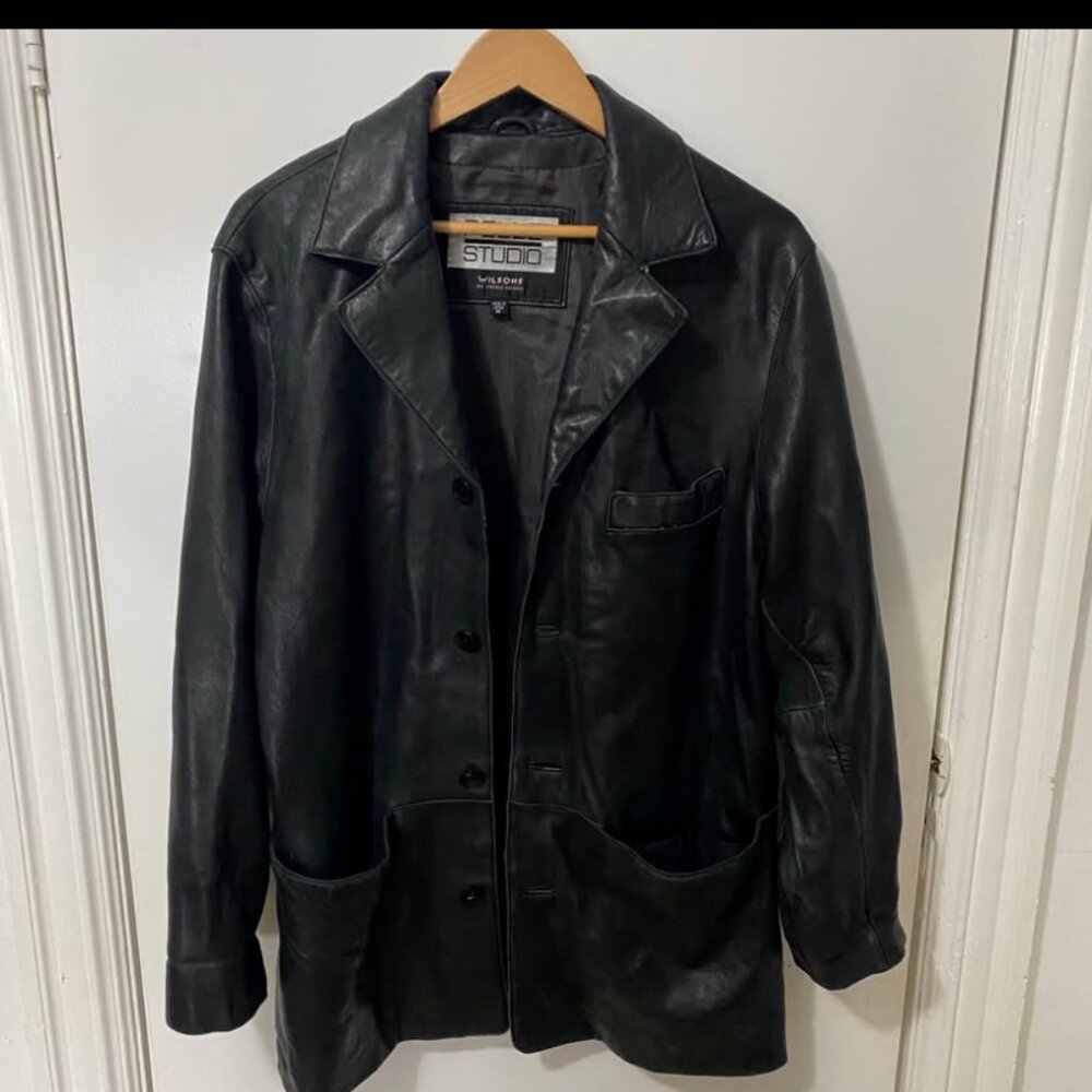 Vintage Oversized Slouchy Leather Blazer Jacket Coat